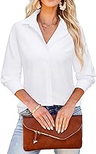 siliteelon Button Down Dress Shirts for Women Long Sleeve Wrinkle Free Shirts Solid Work Business Formal Button Up Shirt