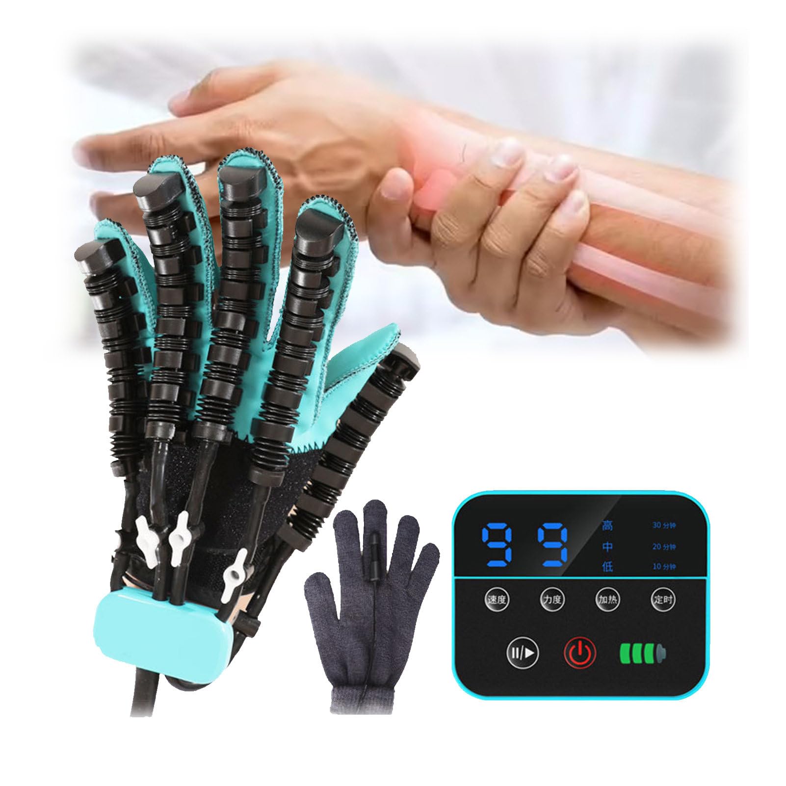 SXSLTSA Stroke Hemiplegia Rehabilitation Robot Gloves Hand Rehabilitation Massage Trainer Finger Movement Physiotherapy Device,Splitfinger-left-S