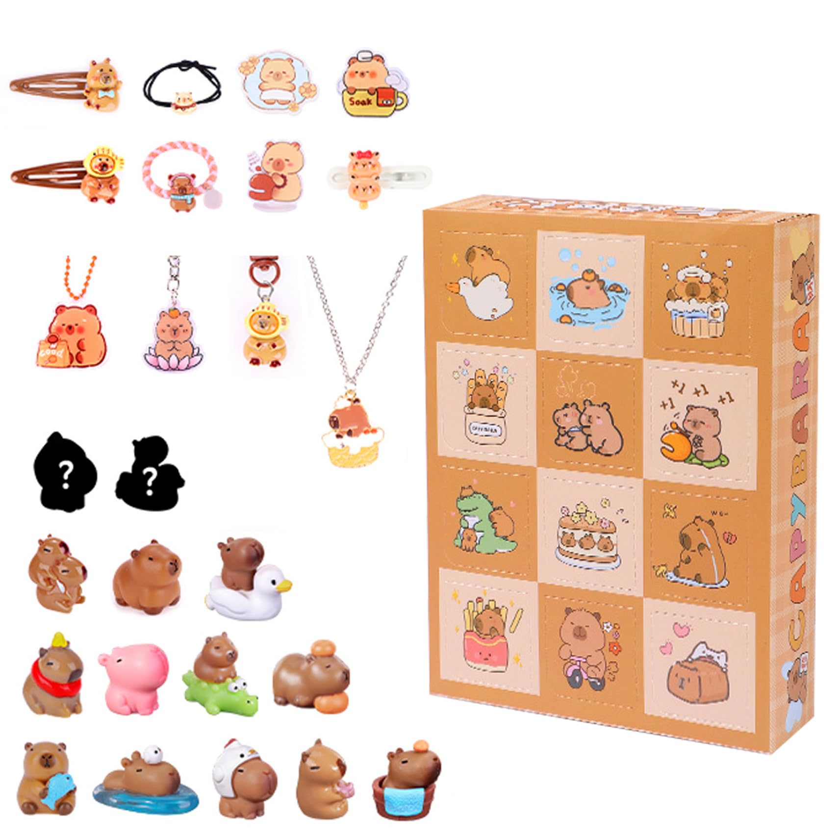 Calendrier de l'Avent 2025 Capybara en acrylique suspendu, finition premium