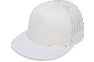 DALIX Flat Billed Trucker Hat Mesh Back S M L Adjustable Cap...