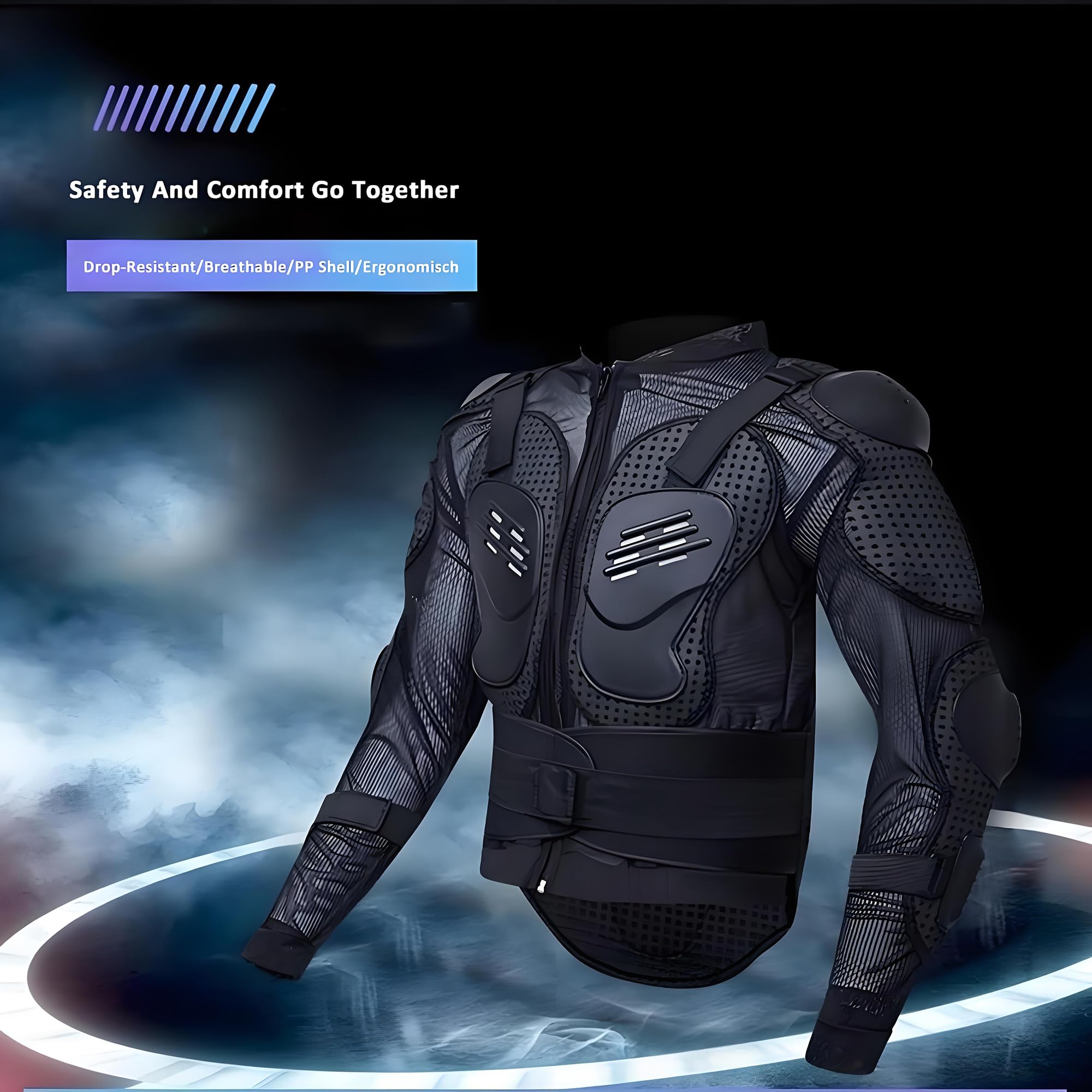 Motos Coraza Protector Chaleco Armadura Peto de Motocross Montaña Ciclismo Patinaje Snowboarding con Protección de Pecho y Espalda Negro 2XL