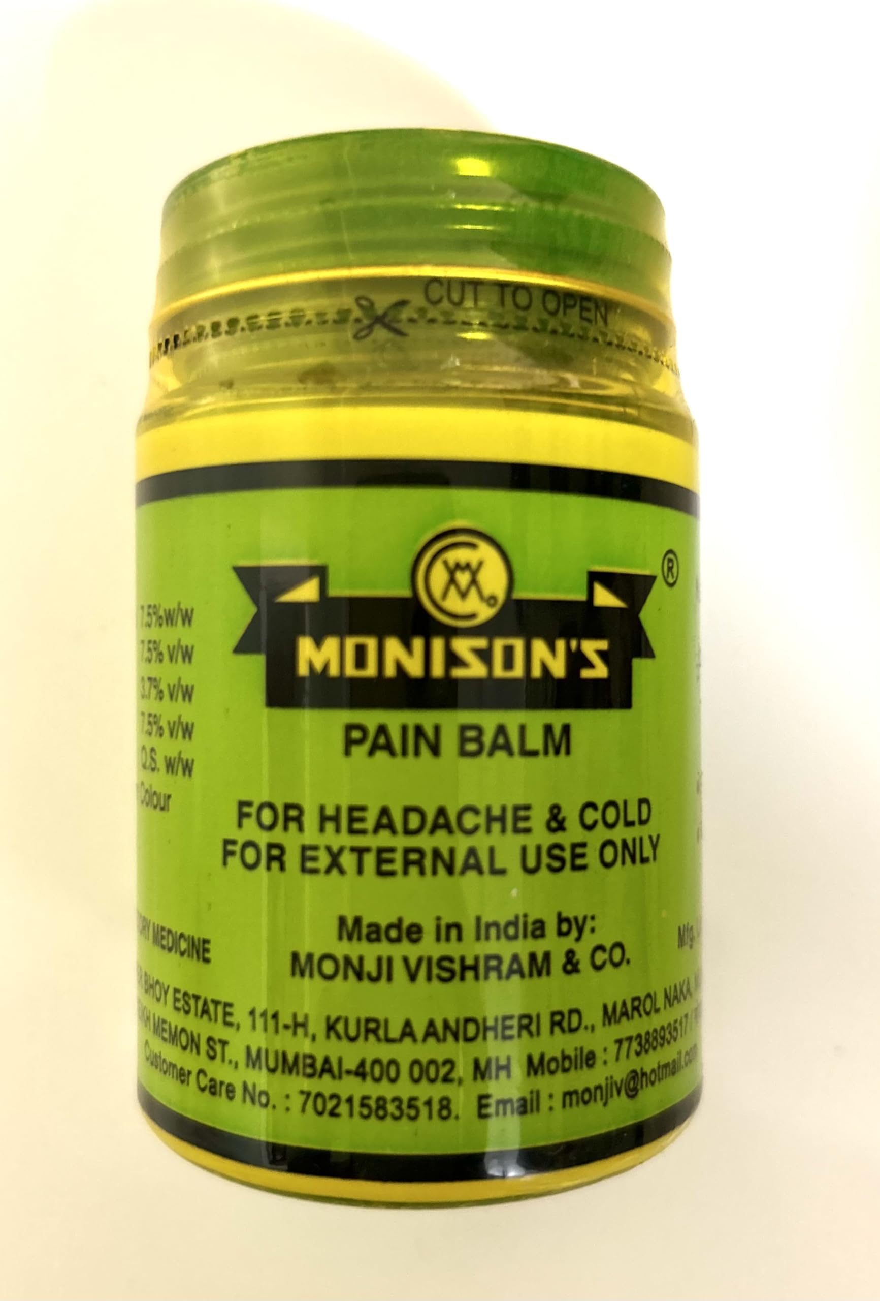 Ayurvedic Pain Balm For Headache, Joint Pain Cold Relief 100 gms (1)