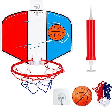 1-Piece Bedroom Basketball Hoop and Ball, Mini Basketball Hoop, Foldable Indoor Basketball Hoop for Kids, Punch-Free Over Door Wall Mounted Mini Basketball Hoop for Bedroom