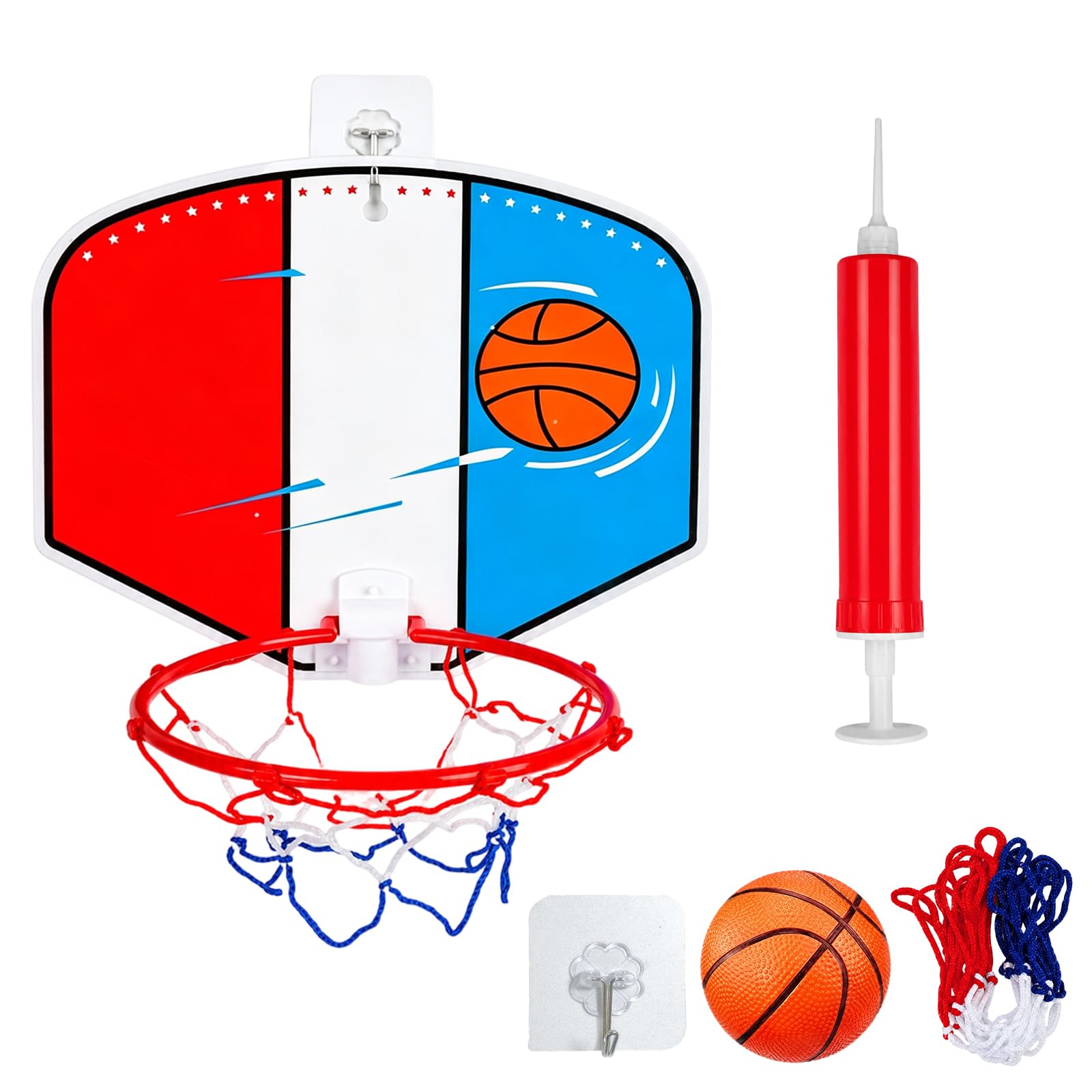 1-Piece Bedroom Basketball Hoop and Ball, Mini Basketball Hoop, Foldable Indoor Basketball Hoop for Kids, Punch-Free Over Door Wall Mounted Mini Basketball Hoop for Bedroom