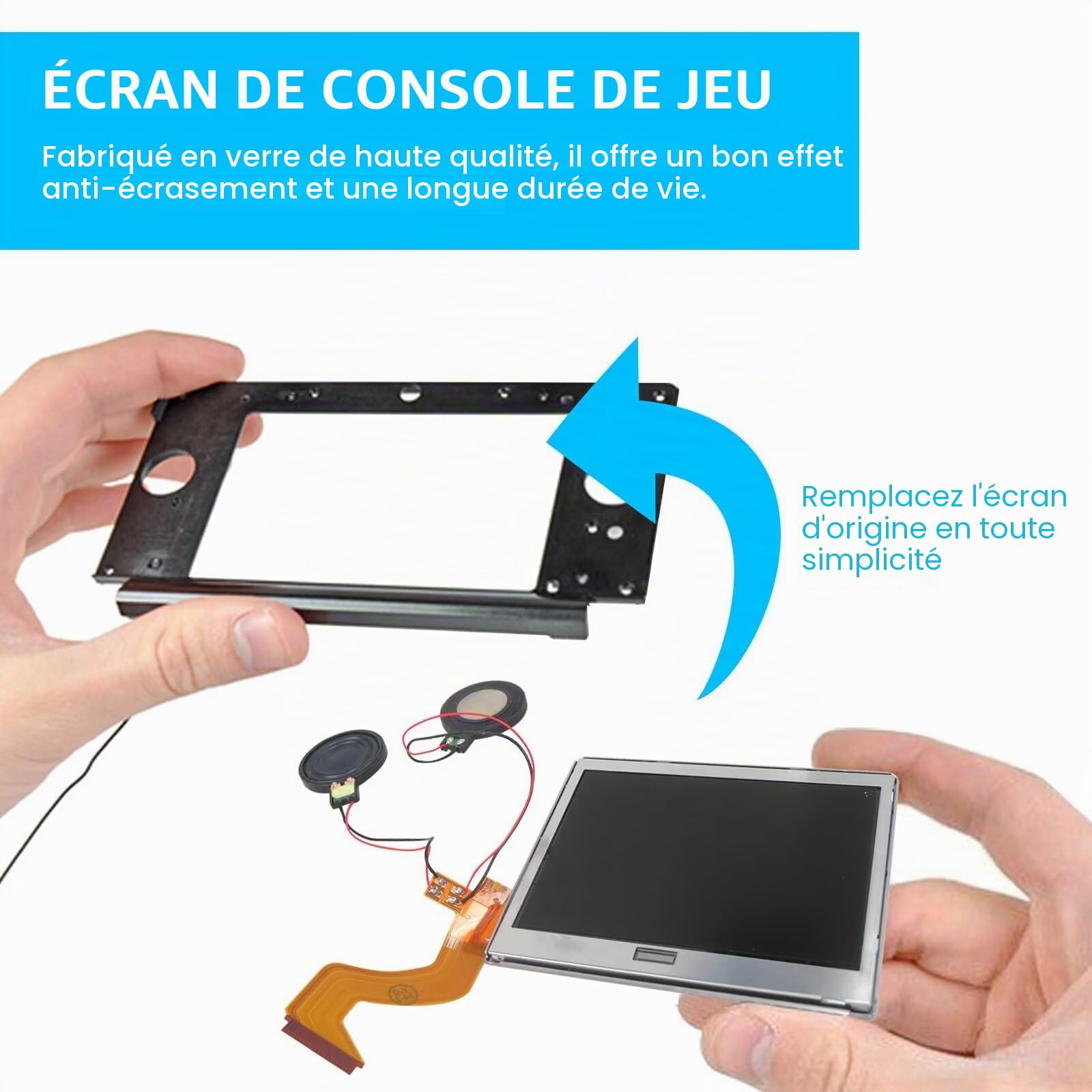 2024 Écran supérieur amélioré de remplacement pour Nintendo DS Lite avec haut-parleurs soudés