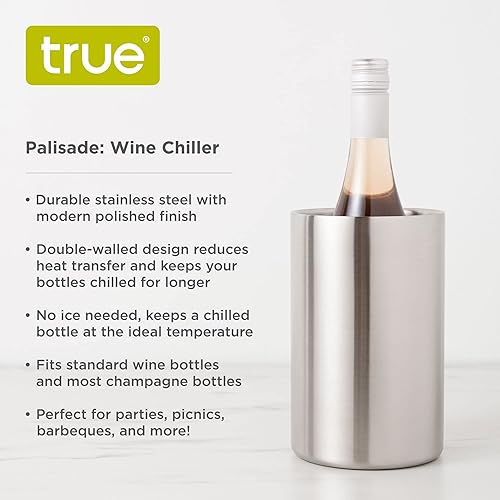 Miniatura 2 de True Enfriador de vino de bodega, enfriador de botellas de acero inoxidable de doble pared, no necesita hielo, se adapta a botellas estándar,
