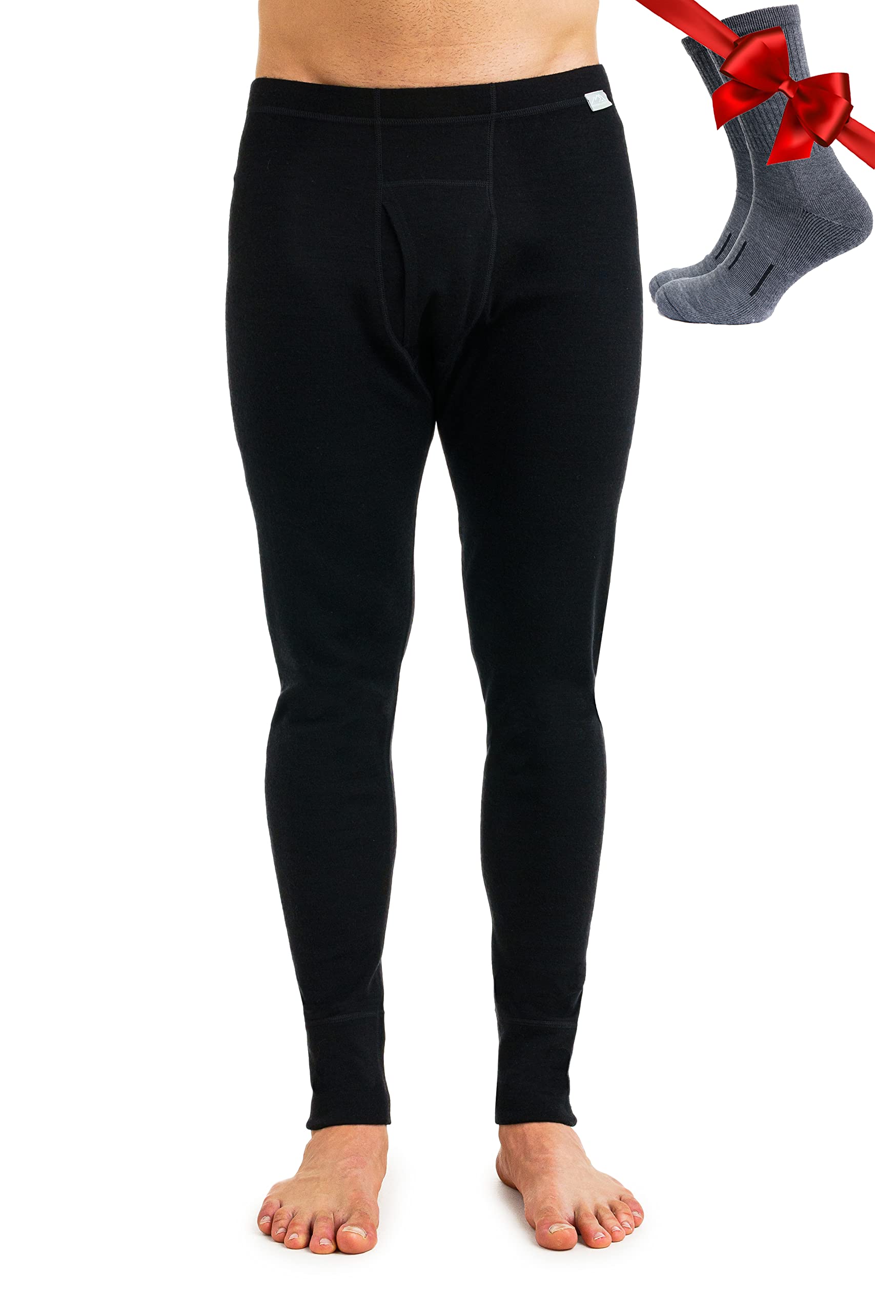 100% Merino Wool Base Layer Mens Pants - Thermal Underwear Long Johns