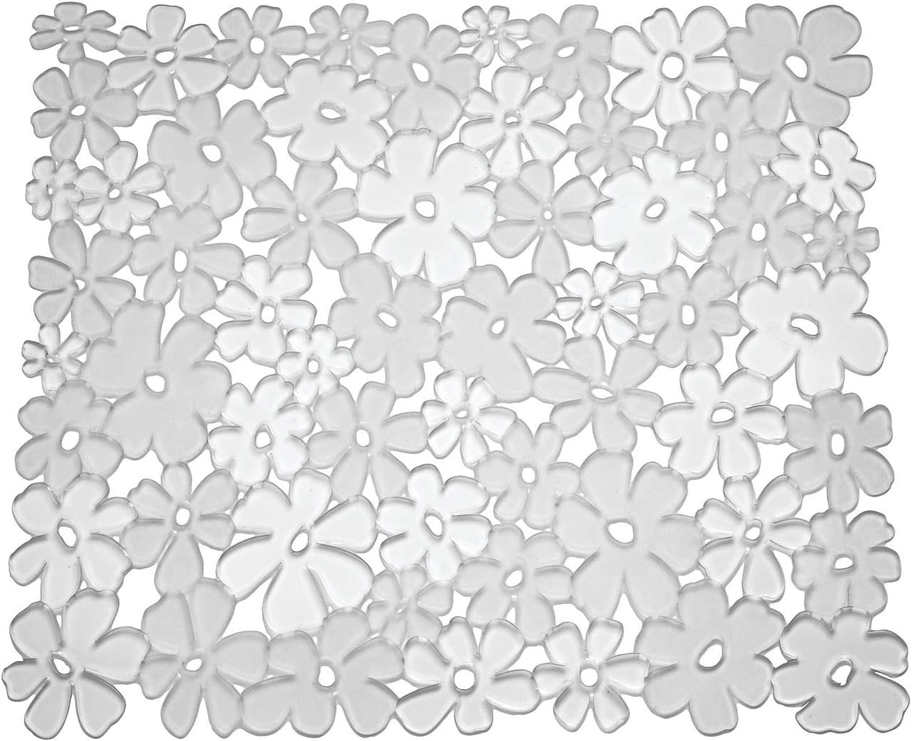 iDesign Blumz Floral Sink Protector Mat, 16" x 12.5", Clear