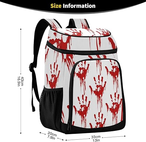 Miniatura 2 de Bloody Handprint Horror - Mochila térmica térmica a prueba de fugas, 36 latas, enfriador portátil para playa, picnic, compras, senderismo, camping,