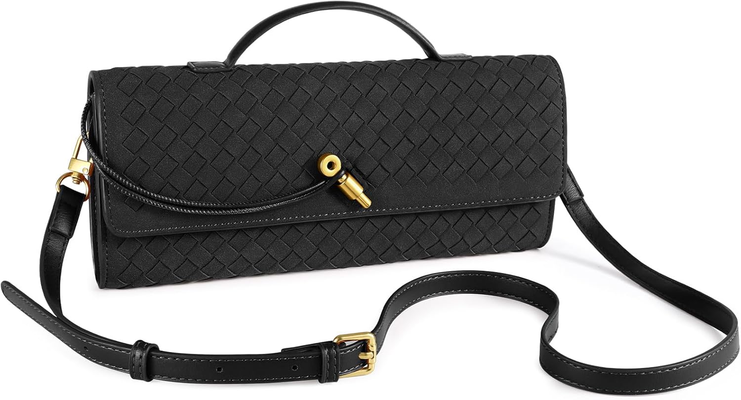 XquiziFit Clutch Purses for Women Woven Handbag Leather Evening Shoulder Bags Ladies Crossbody Bag Satchels - Image 7
