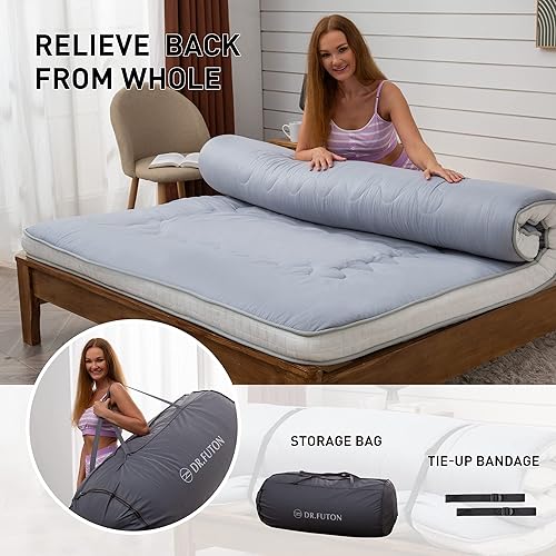 Miniatura 53 de Dr.Futon Colchón de futón japonés extra grueso plegable enrollable para invitados, tumbona y Tavel Beige,Negro,Azul,Grisoscuro,Rosa,Plateado,