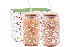 16oz Christmas Tree Glass Bottle with Lid and Straw