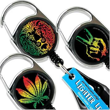Premium Lighter Leash Retractable Lighter Holder -Rasta Series - Standard Size