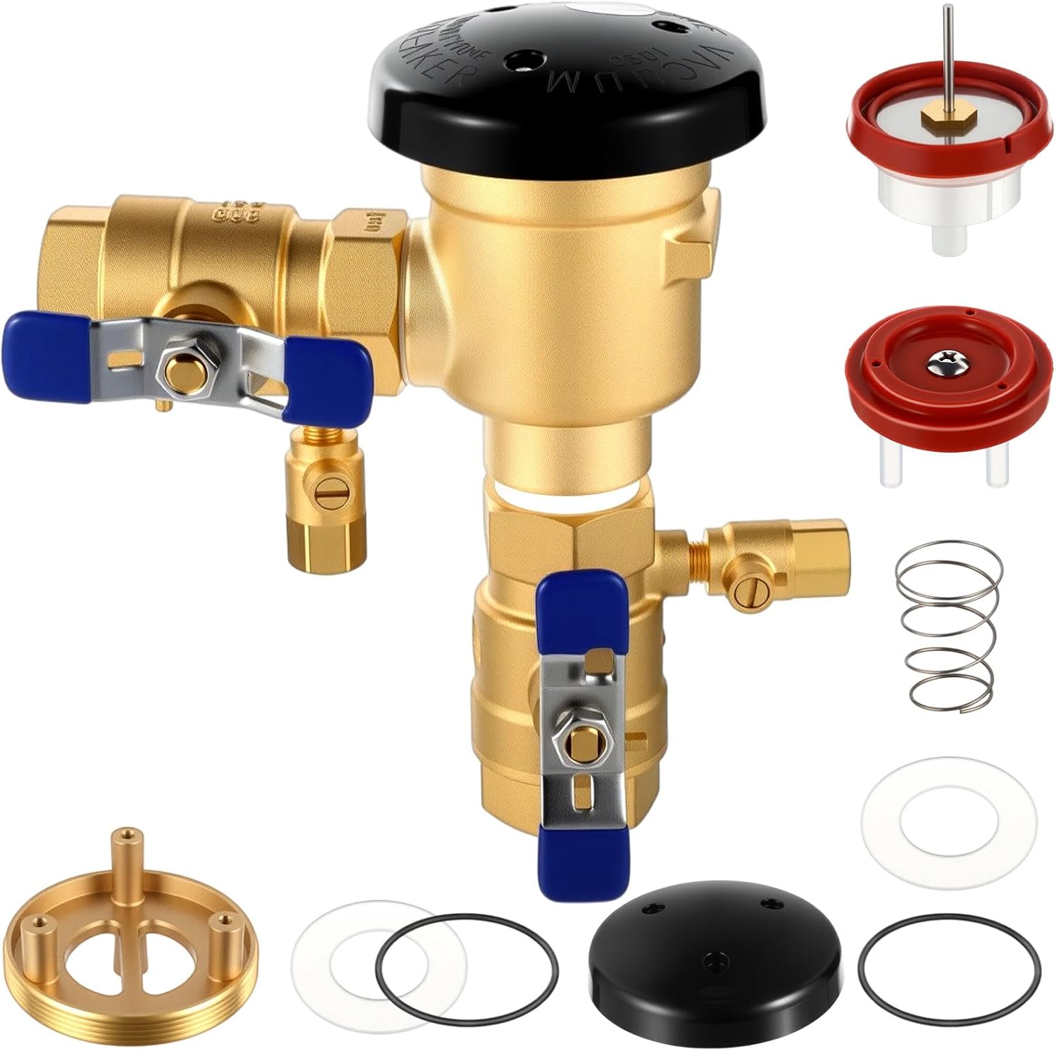 MorningRo 1-720A 1" 720A Pressure Vacuum Breaker Assembly with Breaker Repair Kit, Brass Valve Cover for Water Lines Max 400 PSI Backflow Preventer Maintain Plumbing System