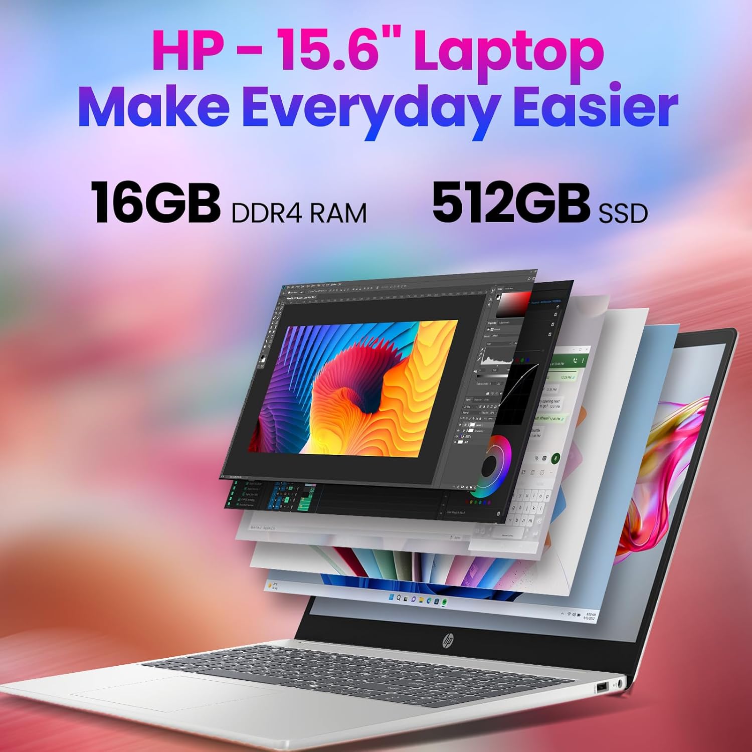 HP 2026 Touchscreen Laptop Computer for Student & Business, 16GB RAM 512GB SSD Windows 11 Pro, Intel Core i3-1315U (Up to 4.5GHz), 15.6" LED, Copilot AI, Numeric Keyboard, Type-c, Patented KB Kit