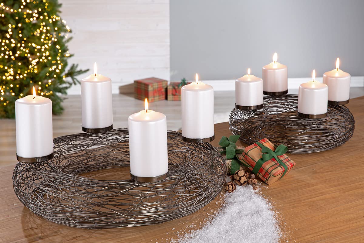 GILDE Adventskranz - 4 flammiger Kerzen Leuchter - Adventsdeko aus Edelstahl - für 4 Kerzen - schwarz - Ø 50 cm