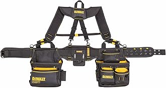 DEWALT Tool Belt, With Adjustable Suspenders, 25 Pockets, Black & Yellow (DWST540602)