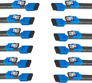 SATA Cable III, Benfei 12 Pack SATA Cable III 6Gbps Straight HDD SDD Data Cable with Locking Latch 18 Inch for SATA HDD, SSD, CD Driver, CD Writer