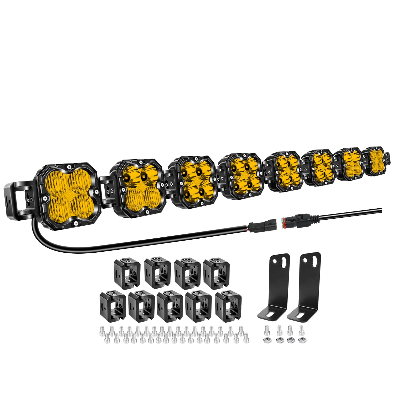 Willpower Barra de Luz LED 132 cm 52" 240W 20000LM Barras Luminosas LED 12V 24V Largo Alcance para 4x4 Tractor Coche Camion Barco Offroad, 3500K Amarillo, IP67 Impermeabile