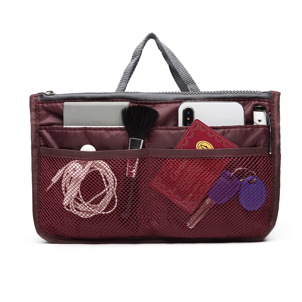 KonoKono Ladies Large Handbag Cosmetic Organizer (Burgundy)