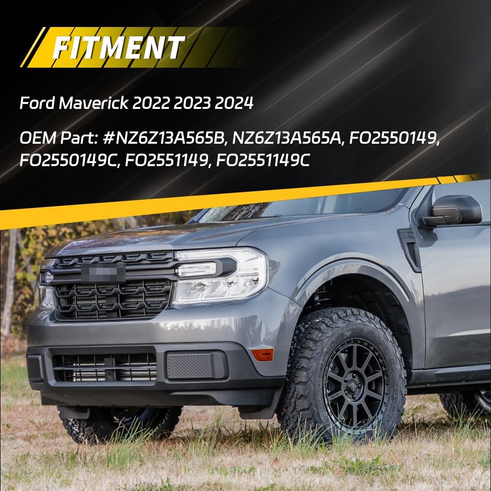 Front Side Marker Lights Housing Compatible with Fo-rd Maverick 2022-2025, [DOT Certified] Turn Signal Marker Light Cover [No Bulbs], Replace OEM #FO2550149, 2 PCS, Amber Lens