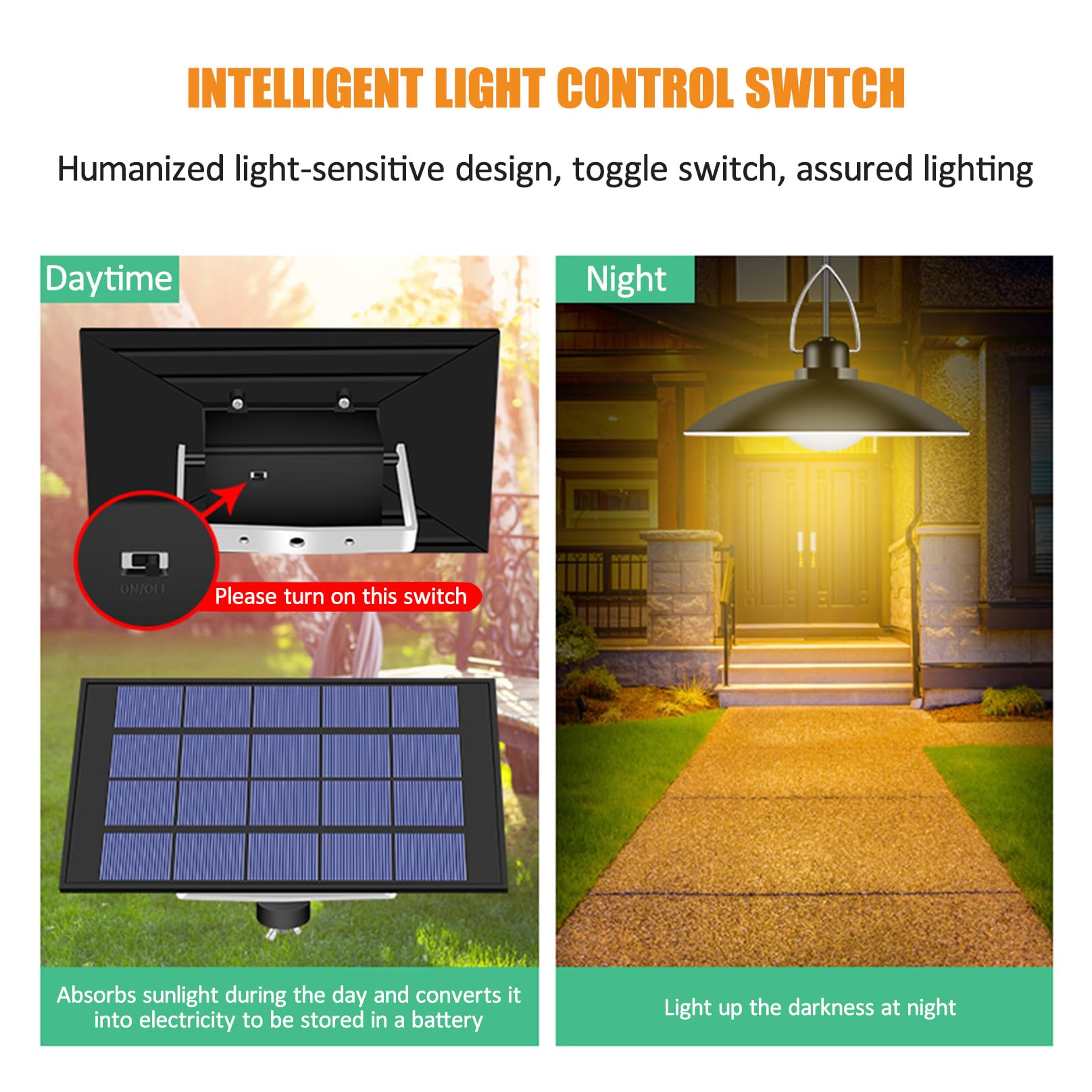 Solarne lampy wiszące z pilotem zdalnego sterowania, wodoodporne światło solarne IP65, 20 LED, 260 lm, 3000 K, oświetlenie bezpieczeństwa, do użytku na zewnątrz, do domu, na podwórko, 1 głowica
