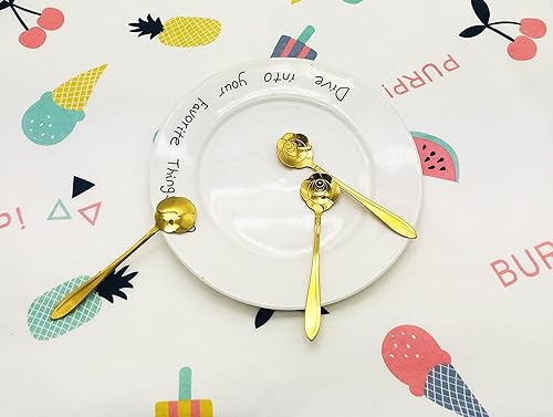 Miniatura 21 de 10 Pieces Stainless Steel Flower Spoon, Creative Gold Dessert Spoons, Coffee Spoons, Coffee Stirrers, Tea Spoon, Sugar spoon, Ice Cream Spoon