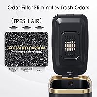 Vista 5 de CEROELDA Cubo de basura pequeño para baño con tapa de cierre suave, 5 litros/1.3 galones, papelera delgada de metal con pedal, papelera rectangular