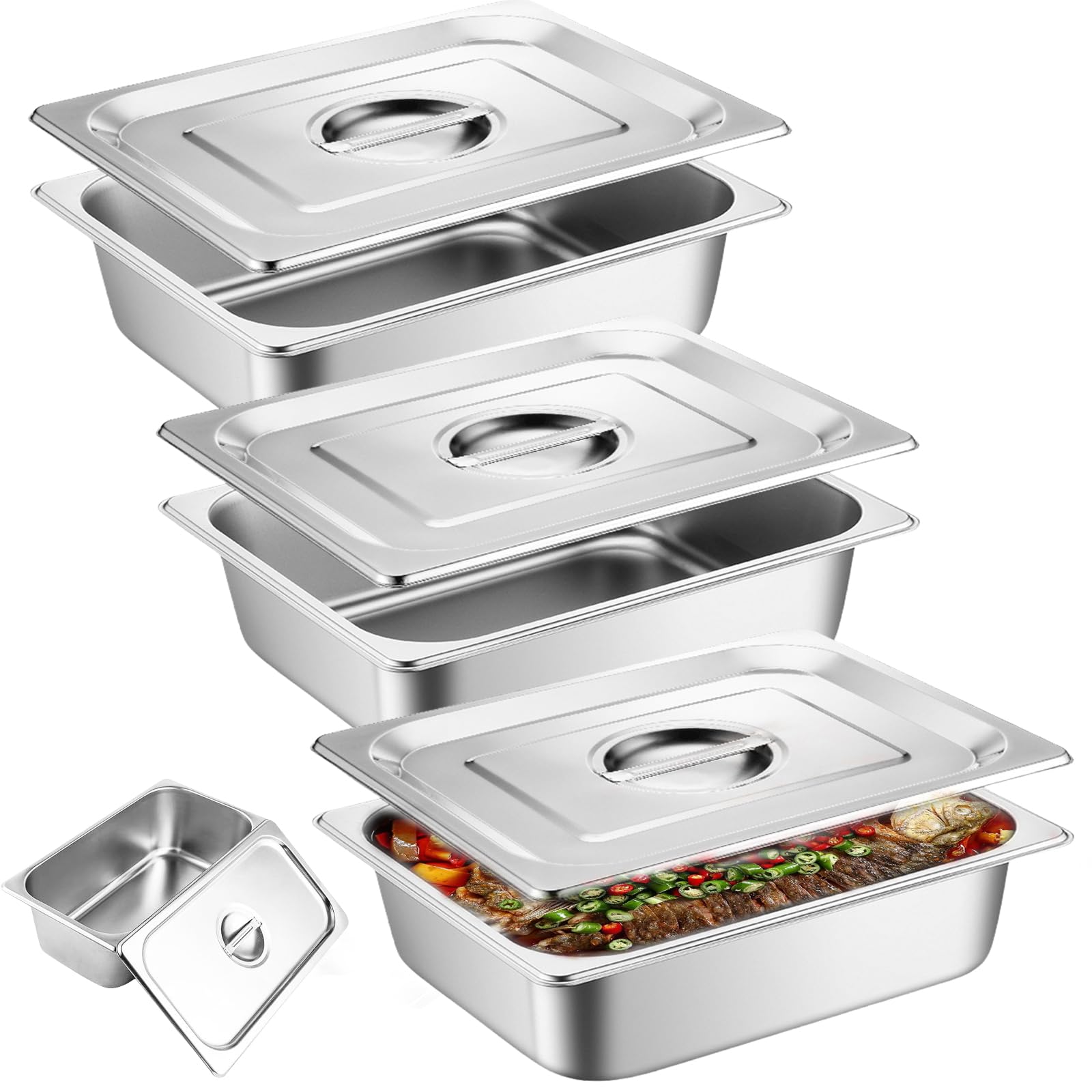 Récipient rectangulaire en métal GN 1/3 inox avec couvercle durable
