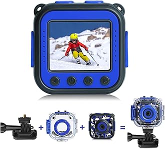 Prograce [Upgraded] Prograce Kids Waterproof Camera Action Video Digital Camera 1080 Hd Camcorder for Boys Toys Gifts Build-in Game(Blue)