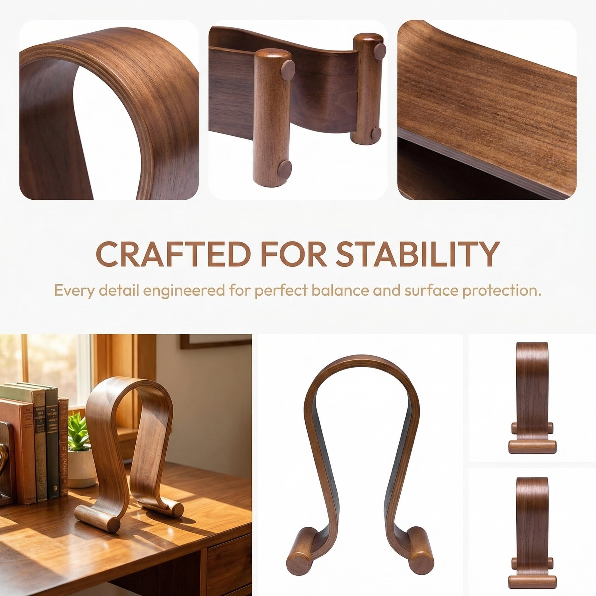Tebery Kopfhörerhalter Kopfhörerständer Universal aus Holz Halterung Walnussholz Kopfhörer Ständer kopfhörer Halter Gaming Headset Halterung
