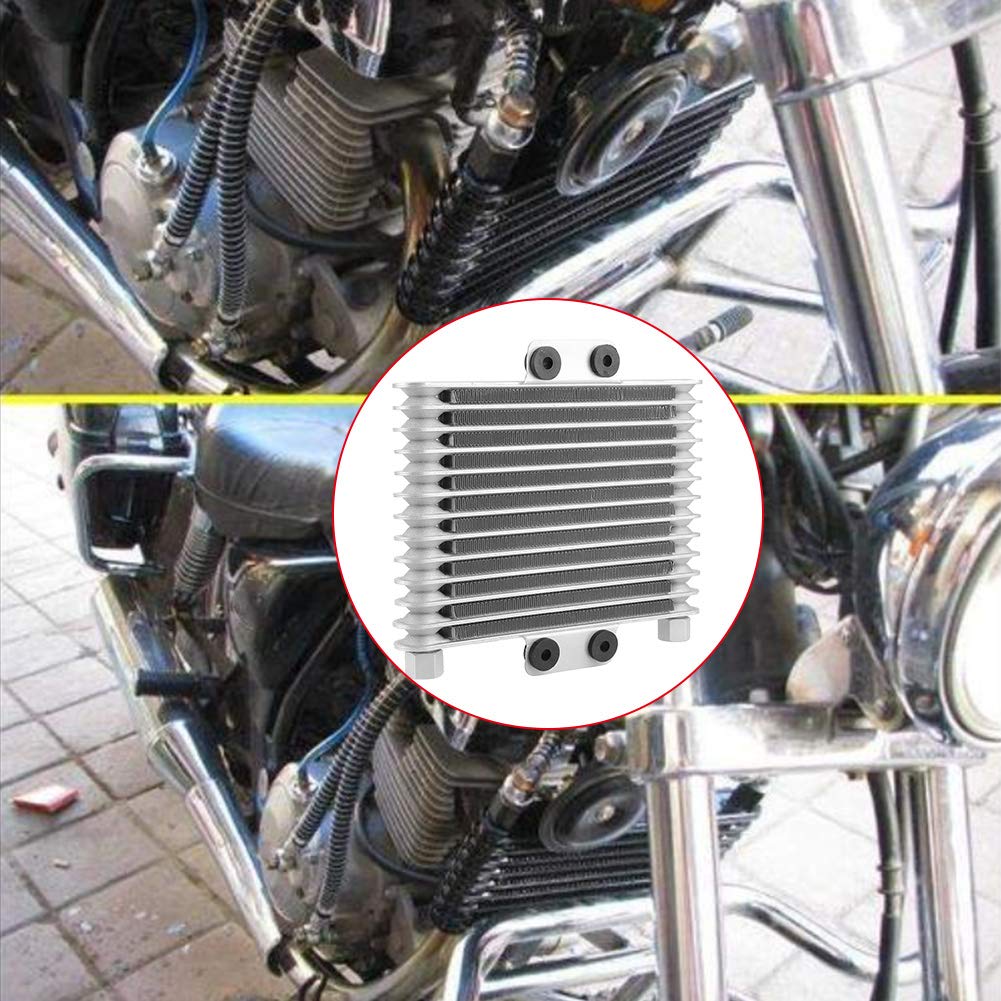 Radiatore universale per olio del motore di moto a 13 file, radiatore in lega di alluminio con kit di installazione per moto da cross e pit bike da 125–250, accessorio per