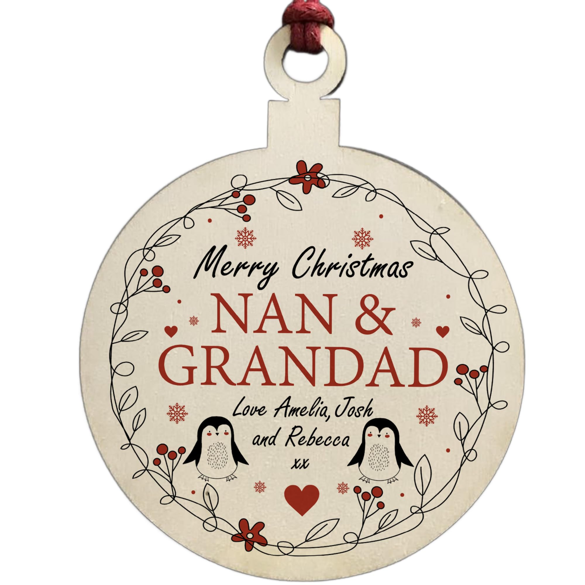 For Nan And Grandad Wood Bauble Personalised Grandparent Gifts