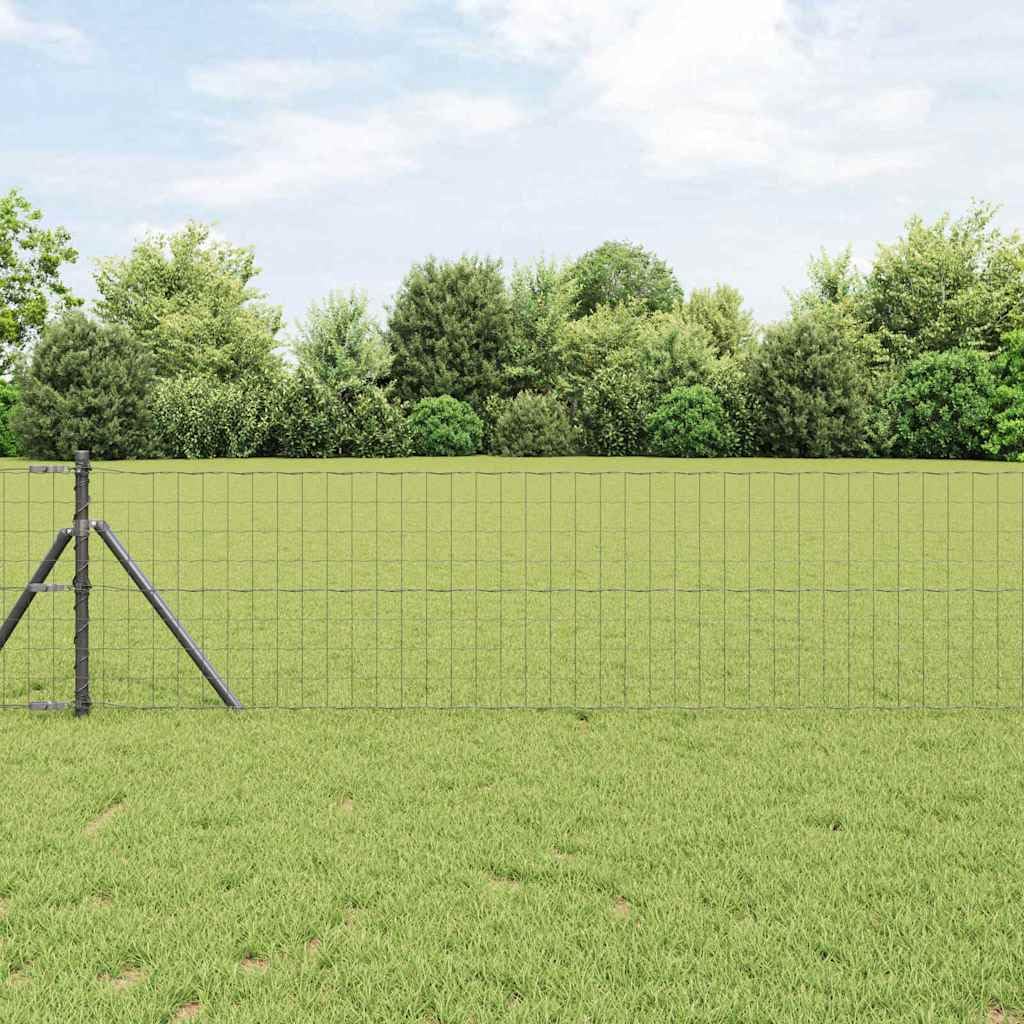 Juego de valla de jardín de 0,8 x 10 m, acero gris, incluye postes y accesorios, diseño moderno, material robusto para perros, jardín, protección visual, balcón y camping