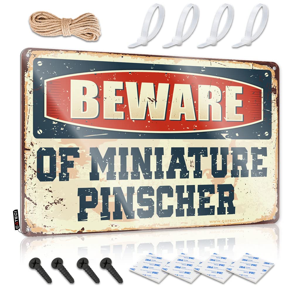 Tin Decor Beware Of Miniature Pinscher Sign Funny Desk Signs Funny Kitchen Signs