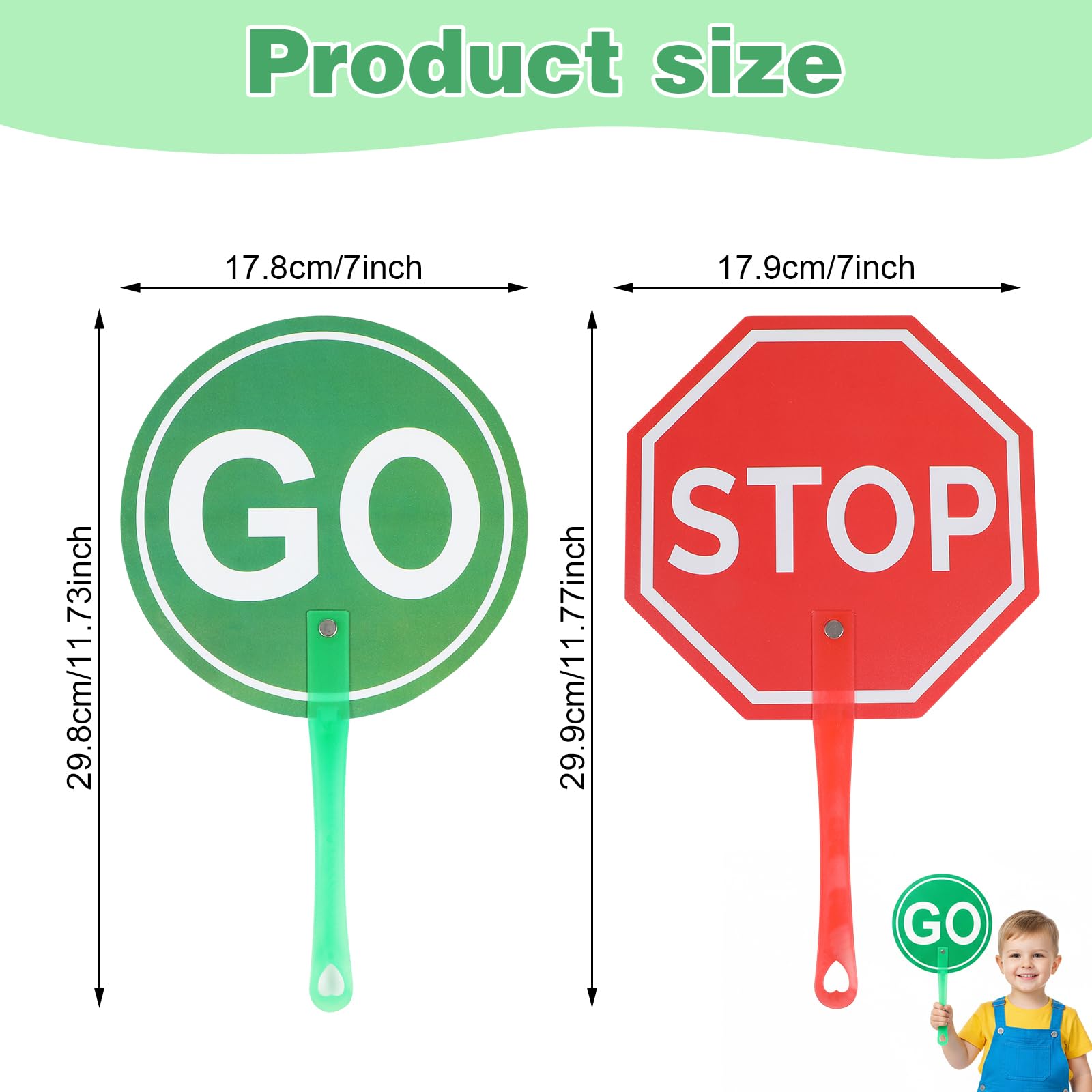 Ouligay 2 Pack Double Sided Stop Signs, Stop and Go Sign with Handle, Reflective PVC Traffic Signs for Kids, Waterproof, Easy to Assemble, — Amazon image 2