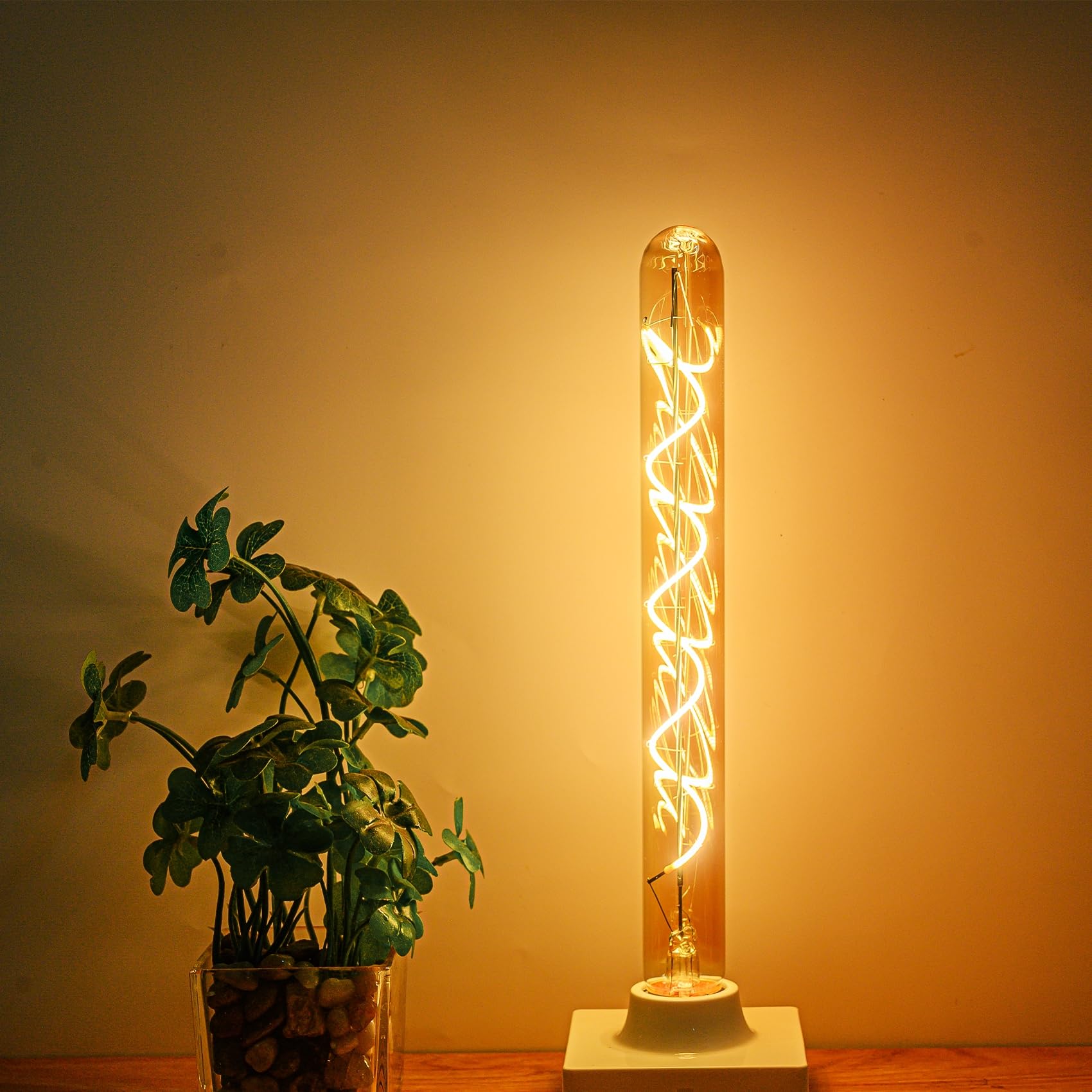 T300 T10 Long Tubular Light Bulb 40 Watt Equivalent E26 Base Amber Vintage Edison Bulb 4W Dimmable Tubular — view 7