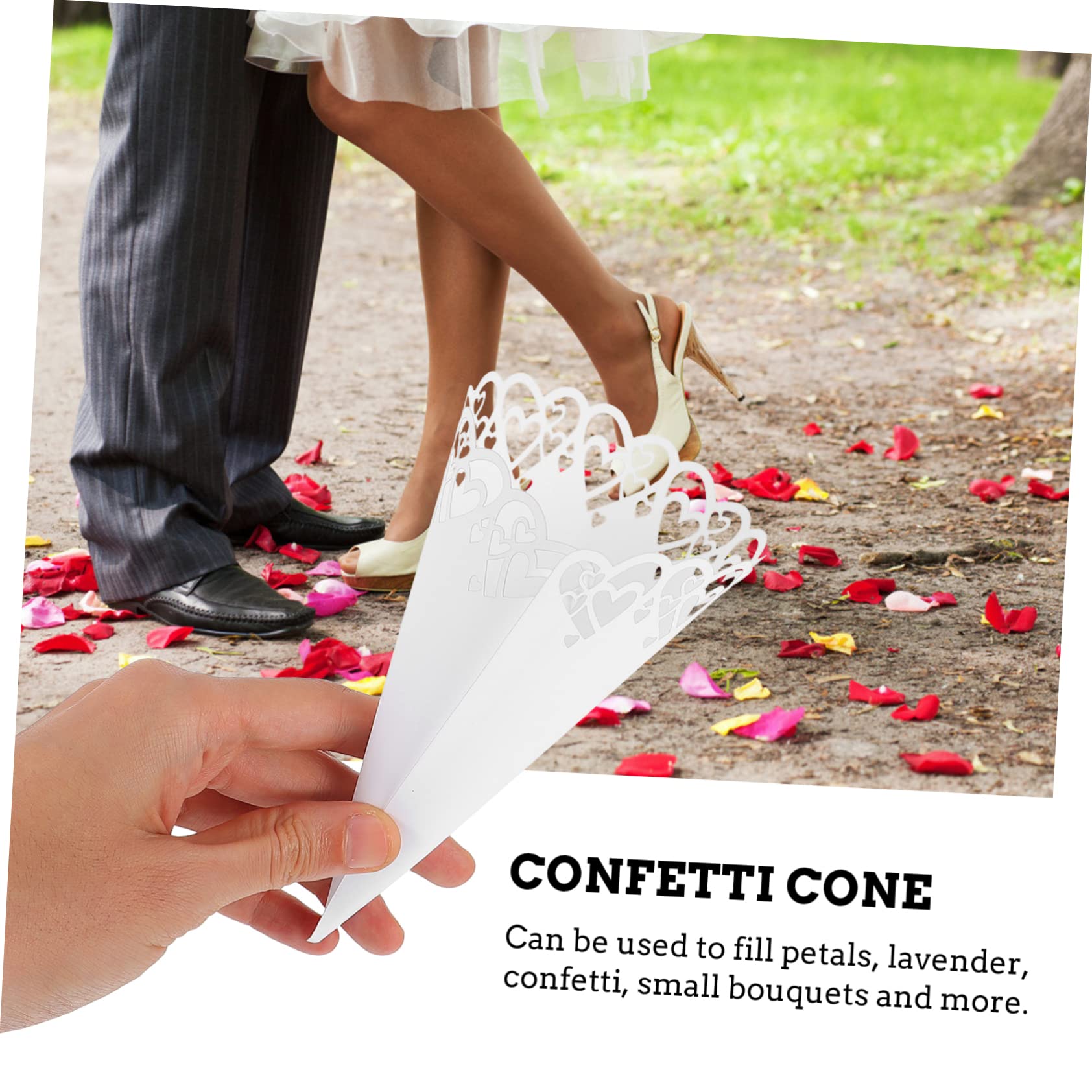 STOBOK 100stücke Hochzeits-konfetti-papierkegel Mit Eleganter Spitzenverzierung Für Feierlichkeiten Wie Hochzeiten Babypartys Oder Geburtstagsfeiern