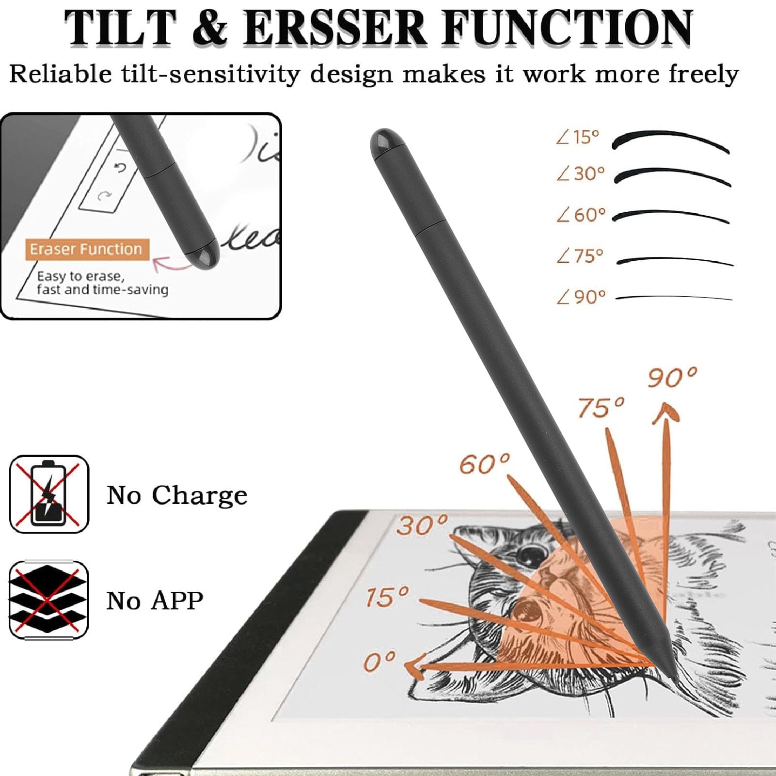 EMR Stylus Pen para Notable 2, Escriba Note Air, Tab (S6 Lite/ S7/ S8/ S9) S Pen, 6 Puntas de Bolígrafo, con 4096 Presión de Inclinación Sensible, Rechazo de la