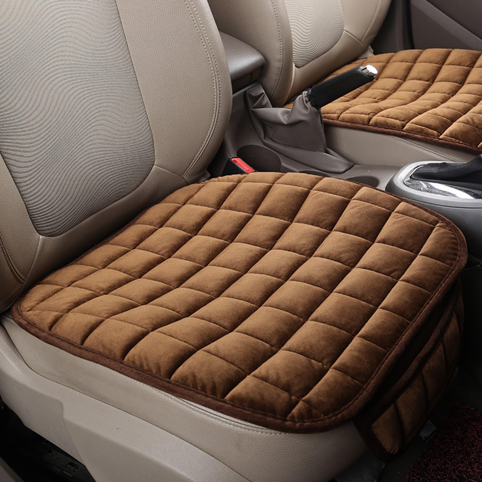 Cojín de asiento de coche universal antideslizante para asiento delantero de coche, cojín ortopédico (marrón)
