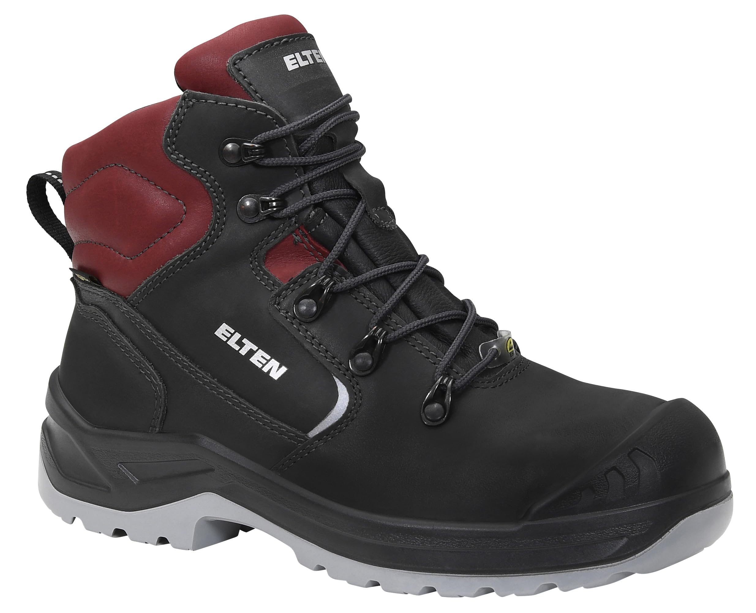 ELTEN Sicherheitsschuhe Lena GTX Black-red Mid ESD S3 CI, Damen, Leder, Stahlkappe, leicht, robust