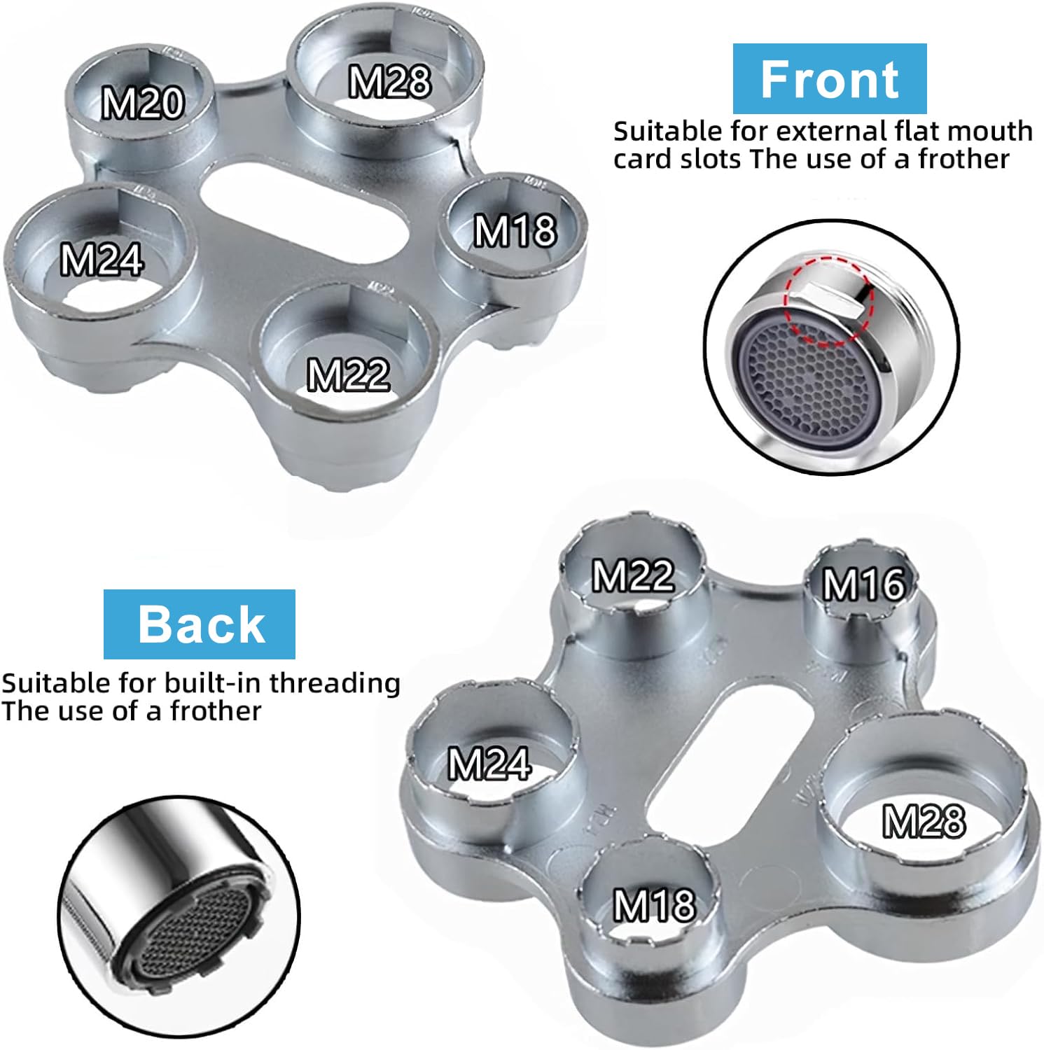 GUOYOU 10 in 1 Faucet Aerator Removal Tool, Metal Aerator Wrench Tool, Universal Aerator Mounting Wrenchs - Image 3