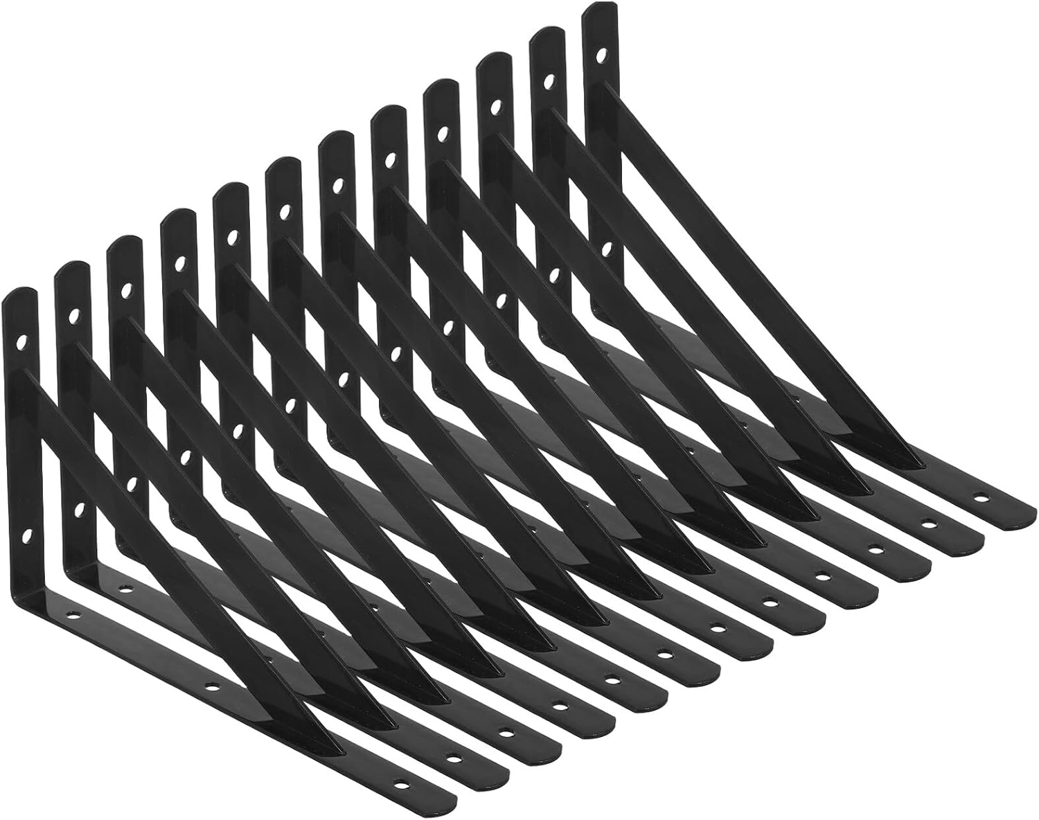 Gatuida 12pcs Heavy Duty Wrought Iron Floating Shelf Brackets Wall-Mounted Metal Corner Brackets for Wood Shelves Black 200x120x2mm Farmhouse Supports
