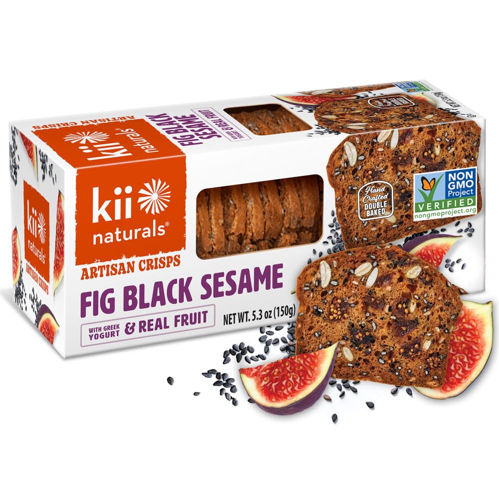 Artisan Crisps, Healthy Snack Crackers for Cheese, Meats, Spreads, and Charcuterie Boards; Non-GMO, Kosher, No Preservatives, Hand-Crafted - Fig & Black Sesame, 5.3 Ounce (Pack of 1)