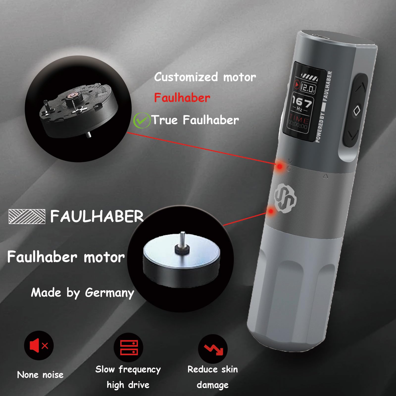 Ai-tenitas Wireless Tattoo Machine, Rotary Tattoo Machine with Faulhaber Motor,2000mah Battery,Tattoo Equipment Supplies for Professional Artists and Tattoo Beginners (4.0mm stroke single machine)