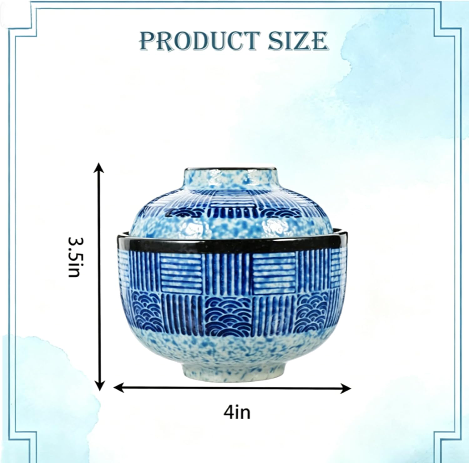 Japanese Ceramic Soup Bowls with Lid & Spoon