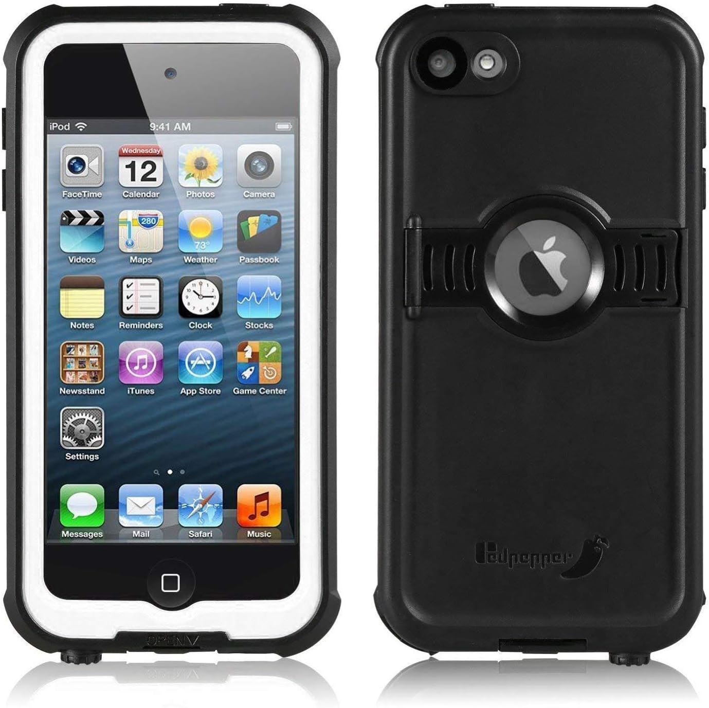 iPod 6/7 Waterproof Case, Waterproof Case for Apple iPod Touch 6th&7th Latest Model Generation for Boys Girls Kids, Better Shockproof Sweatproof, Kickstand for Viewing Hands Free (Black)