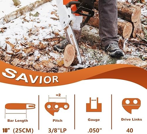 Miniatura 3 de Savior Paquete de 3 cadenas de motosierra S40 de 10 pulgadas, paso LP de 38 pulgadas, calibre .050 pulgadas, 40 eslabones de transmisión cadena de