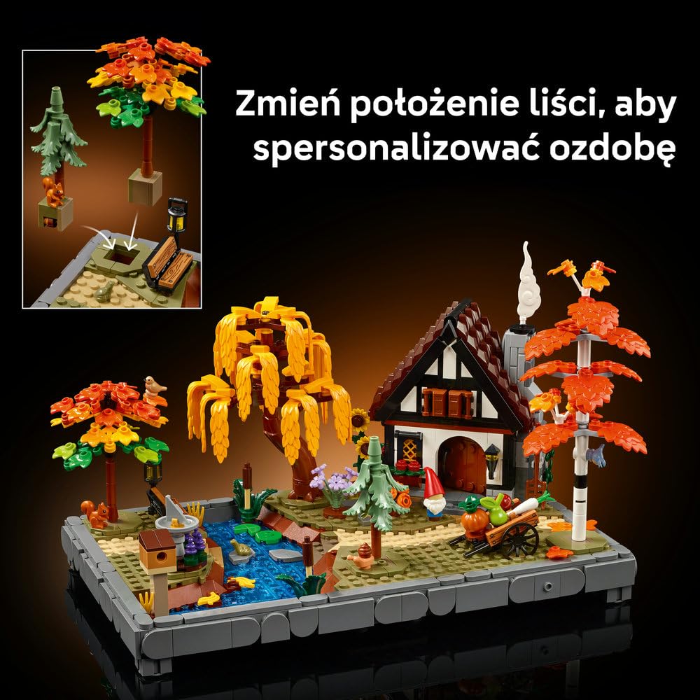 LEGO Icons Jesienny ogród z chatką 11372 | Rustykalna dekoracja do domu, kreatywne hobby, prezent dla dorosłych, zestaw klocków dla kobiet i mężczyzn, 1102 elementy