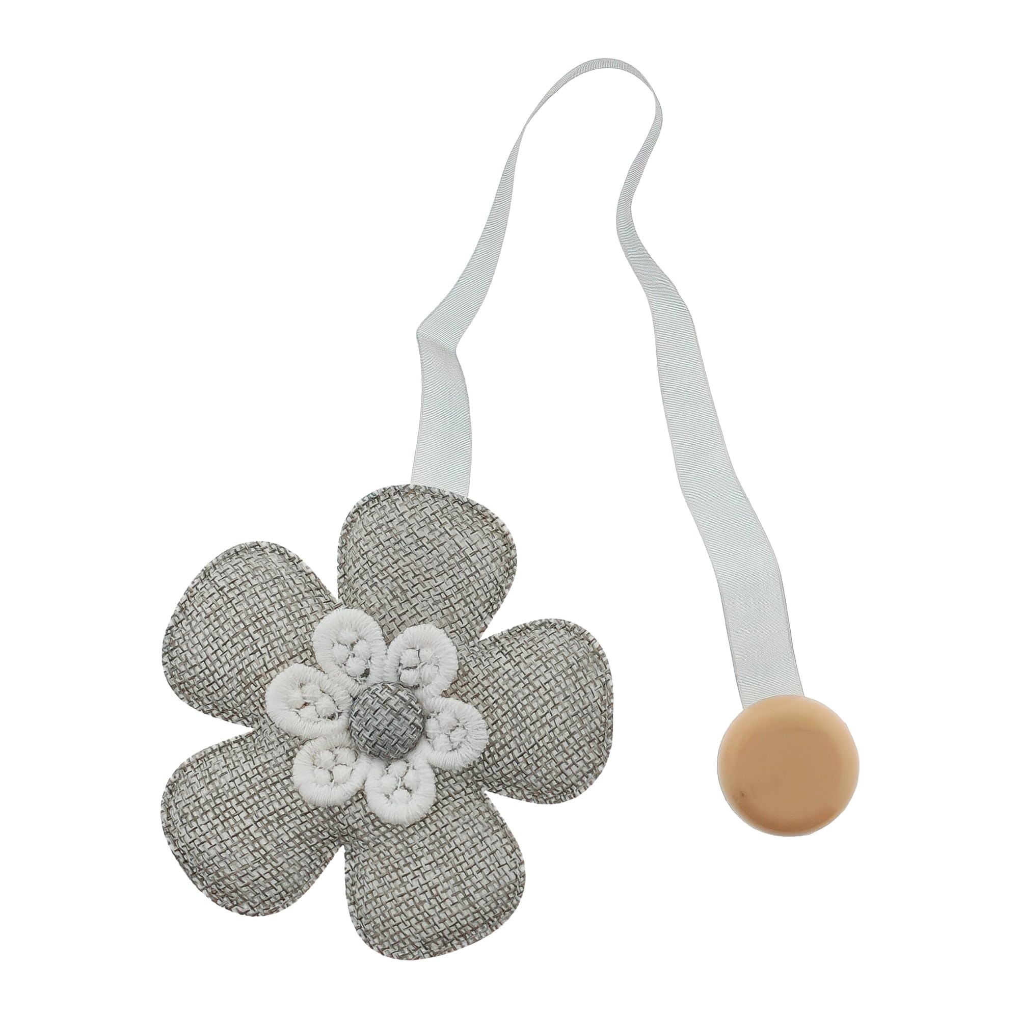GIRASOLE HOME Fermatenda in Stoffa a Forma di Fiore con Magneti 2 Pezzi, Grigio